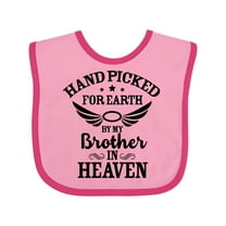 Inktastic Handpicked for Earth by My Brother in Heaven Angel Wings Boys or Girls Baby Bib