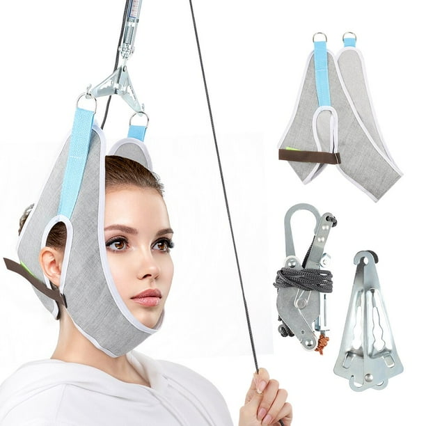 Kit de tracción para colgar sobre la puerta, cojín de estiramiento, cinturón de sujeción, estirador de corrección Cervical ajustable, alivio del dolor, cuidado de la cabeza