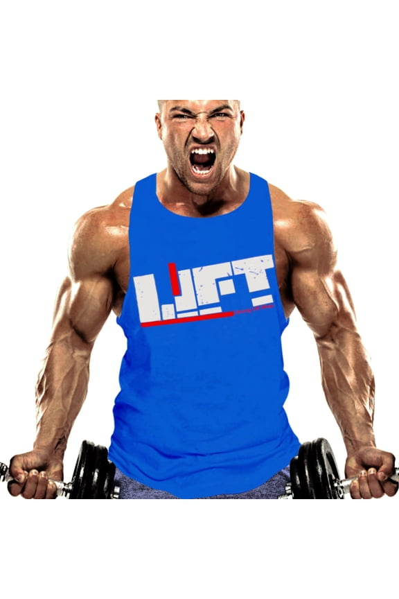 Men's Stringers Bodybuilding Tank Tops Sleeveless Muscle Shirts Yoga Fitness Vest (Blue, XX-Large)