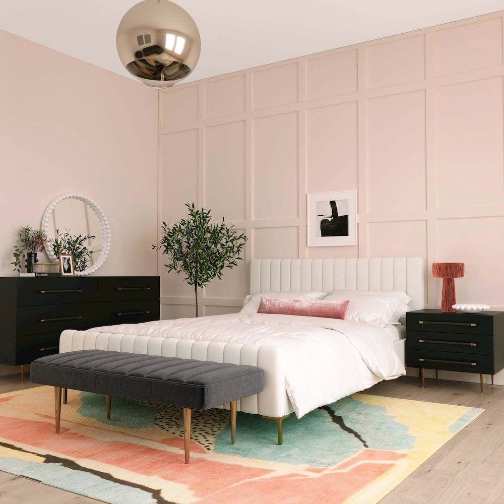 TOV Furniture Modern Nightstand with 3 Drawers, Black