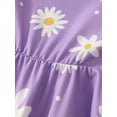 thumbnail image 6 of Fdqin Girls Summer Dress 2-Piece Outfit Set Floral Spaghetti Strap Sundress with Matching Sun Hat Casual A-Line Beach Dress for Girls Purple 4-5 Years, 6 of 8