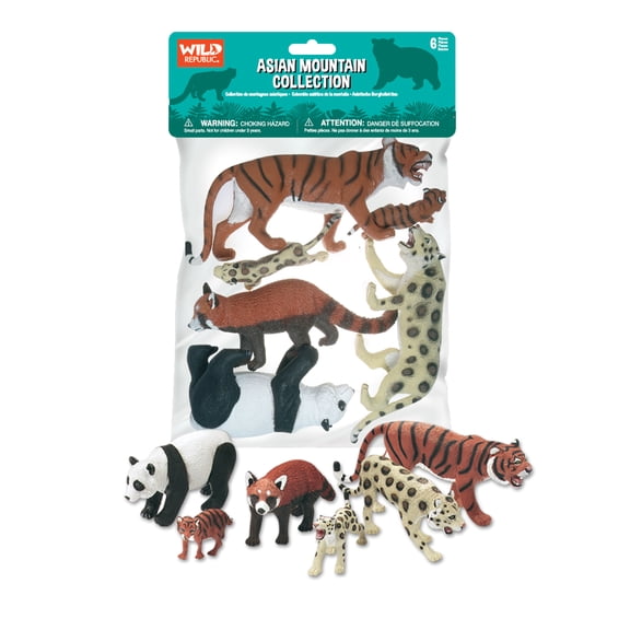 Wild Republic Asian Mountain Polybag, Kids Gifts, Educational Toys, 6 Piece Set