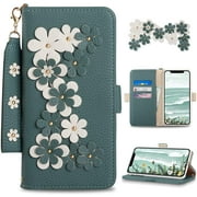 3CCart iPhone 11 Wallet Case with Card Holder, iPhone 11 Case, Kickstand Flip Cover Floral Design with Credit Card