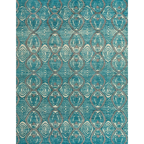 Ahgly Company Indoor Rectangle Abstract AquaMarine Green Abstract Area Rugs, 4' x 6'
