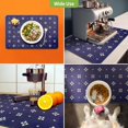 thumbnail image 6 of Designer Drying Mat - 12x19 Trimmable, PU Leather Surface & Rubber Backed, Quick Absorbent, Heat Resistant for Kitchen Countertop Protection, Coffee Bar Decor - Blue and White Clover, 6 of 6