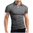 thumbnail image 1 of Men's Golf Shirt Casual Sports V Neck Ribbed Collar Short Sleeve Fashion Casual Solid Color Plain Spring & Summer Regular Fit M, 1 of 5