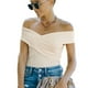 thumbnail image 2 of Top ajustado para mujer, Top cruzado con hombros descubiertos, Top de verano para mujer, Top corto de punto acanalado optimizado para la excelencia, 2 of 6