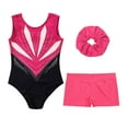 thumbnail image 3 of TiaoBug Kids Girls Gymnastics Leotards Sleeveless Bodysuit Tumbling Shorts Hair Tie Dance Unitards Hot Pink 16, 3 of 5
