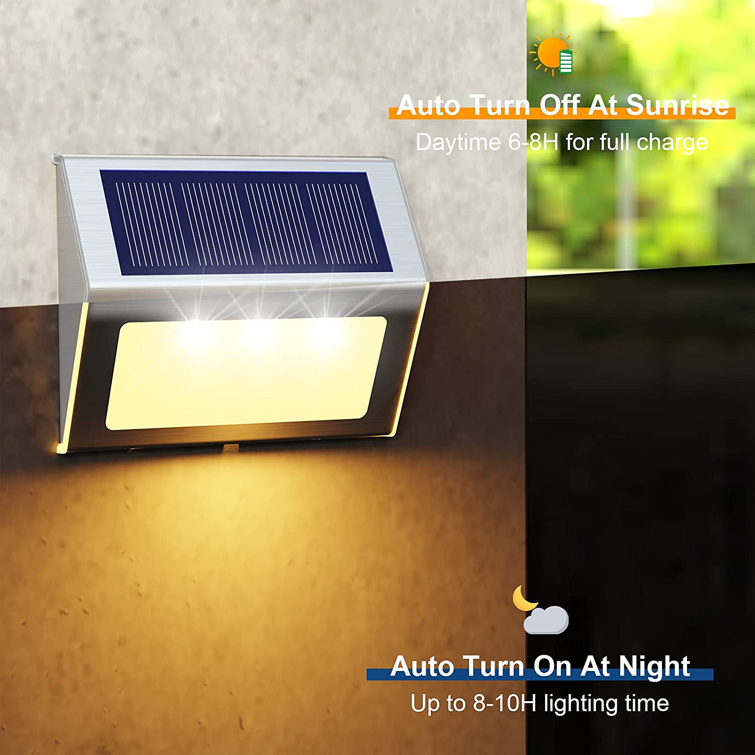 Yard Pack 6 Solar Powered LED Stainless Wall Light Step Light for Patio Deck 