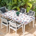 thumbnail image 2 of 4th of July Table Cloths for 4 Foot Rectangle Tables, Independence Day Blue Red Star Firework Patio Waterproof Elastic Fitted Tablecloths, Washable Rectangular Table Cover for Camping, 2 of 8
