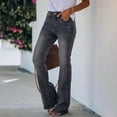 thumbnail image 6 of Audhol Flare Jeans, Women's Flare Bell Bottom Jeans High Waisted Wide Leg Jeans Stretchy Denim Pants Bootcut Jeans for Women Dark Gray L, 6 of 9