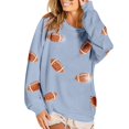 thumbnail image 4 of Blue Sweatshirt for Women Football Football Season Graphic Sweatshirt Long Sleeve Shirt Fans Pullover, 4 of 5