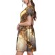 thumbnail image 2 of Easygdp Golden Horned White Dragon para Vestido Transpirable de Mujer, Vestido Suelto de Manga Corta con Pliegues y Bolsillos para el Verano, 2 of 6