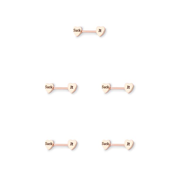 Jumpingount Anillo para pezones con barra, accesorio de moda, accesorios de joyería, decoración corporal atractiva para mujeres, Suck-It de oro Oro rosa chúpalo 5piezas