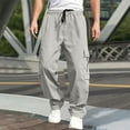 thumbnail image 2 of NIEWTR Mens Elastic Waist Casual Cargo Pants Multi Pocket Stretct Cargo Jogger Work Pants for Men (Grey,XL), 2 of 5