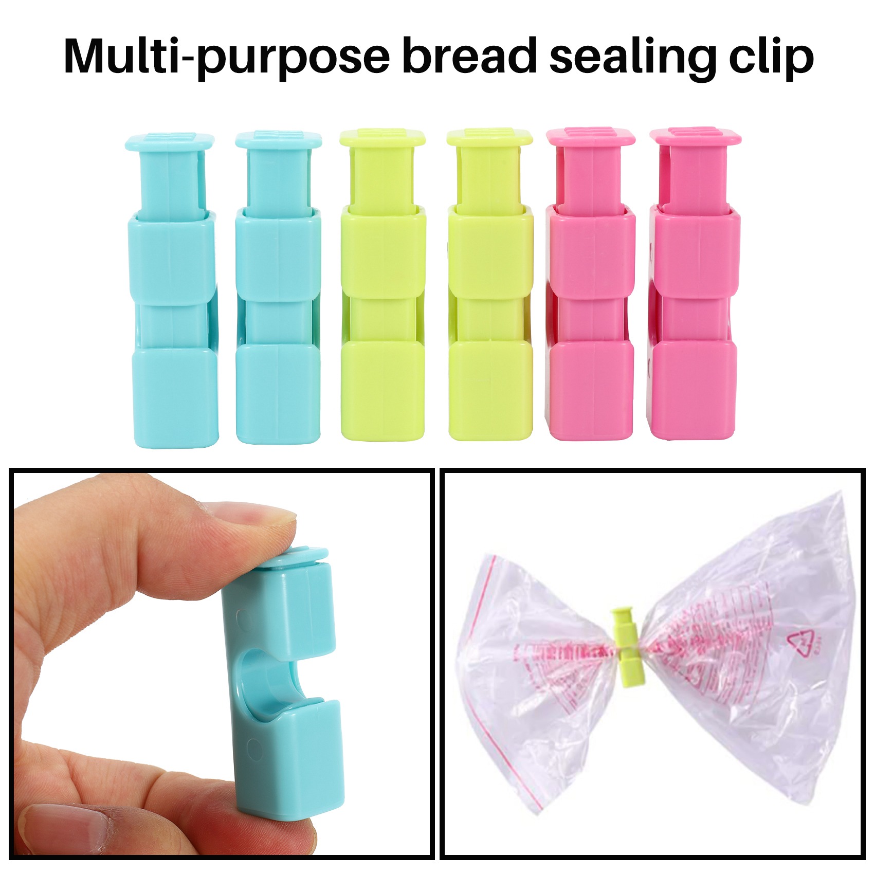 Squeeze Bread Bag Clips, Bag Cinches, Bagel Bag Clips, Slip Grip Easy