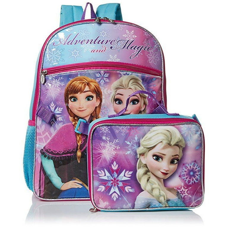 Disney Frozen Princess Elsa ADVENTURE Purple 16 Backpack with Lunch Bag  Set