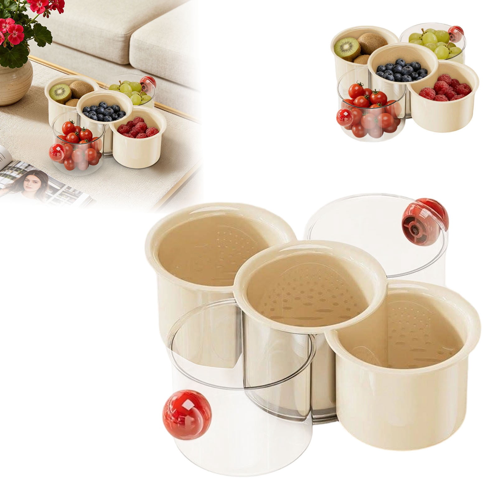 XINGAG Storage Boxes Rotating Fruit And Vegetable Storage For Kitchen Organizer 360° Storage Container For Fresh Produce Space Saving Rotate With Lid Home Organizer Container