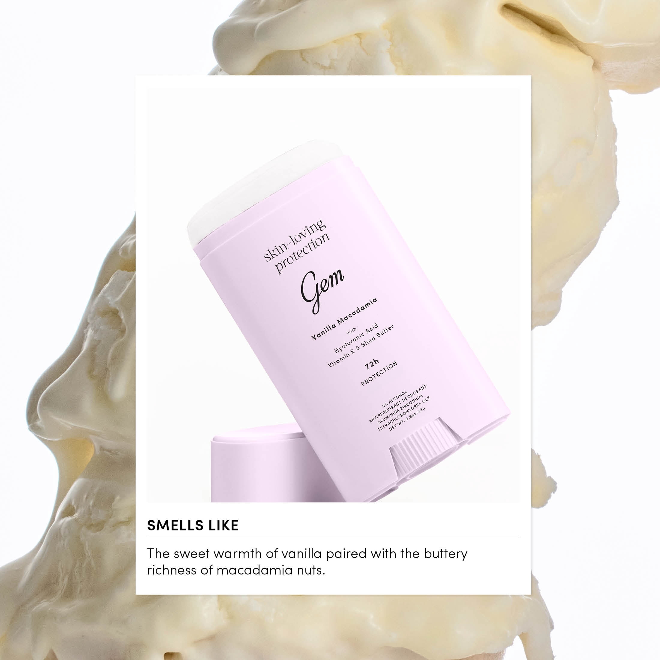 Gem Skin-Loving 72hour Protection Antiperspirant Deodorant Stick: Vanilla Macadamia 2.6 oz