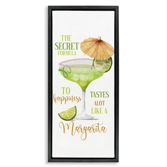 Stupell Industries Fun Margarita Expression Food & Beverage Painting Black Floater Framed Canvas Art Print Wall Art, 11 x 25