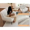 thumbnail image 5 of AMERLIFE Chair Set- Upholstered Living Room Chair with High Wingback, White Corduroy Chair Set of 2, 5 of 5