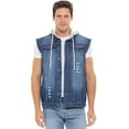 thumbnail image 1 of Skylinewears Men Denim Vest Biker Jean Vest With Hood Sleeveless Trucker Jean Jacket, 1 of 5
