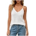 thumbnail image 5 of Ecqkame Women's Lace Trim Camisole V Neck Sleeveless Adjustable Spaghetti Strap Tank Tops Solid Color Textured Breathable Blouse White XXL, 5 of 9