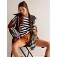 thumbnail image 4 of Sudadera Holgada con Bordado Afelpado para Mujer, Cuello Redondo, Larga, Diseño de Patchwork y Rayas en Bloques de Color Negro M, 4 of 8