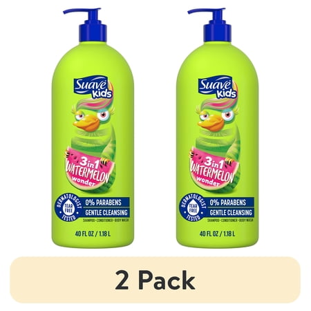 (2 pack) Suave Kids 3-in-1 Shampoo, Conditioner & Body Wash, Watermelon, Tear Free Formula, 40 fl oz