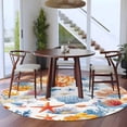 thumbnail image 4 of Round Area Rug 5ft,Ocean Starfish Blue Coral Washable Carpet Non-Slip Runner Accent Rugs Indoor Floor Mat for Bedroom Living Room Decor,Watercolor Underwater World, 4 of 9