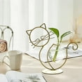 thumbnail image 5 of Cat Shaped Flower Holder Wrought Iron Vase with Glass Tube for Hydroponic Plants Home Desk Decor Living Room Centerpiece(C), 5 of 6