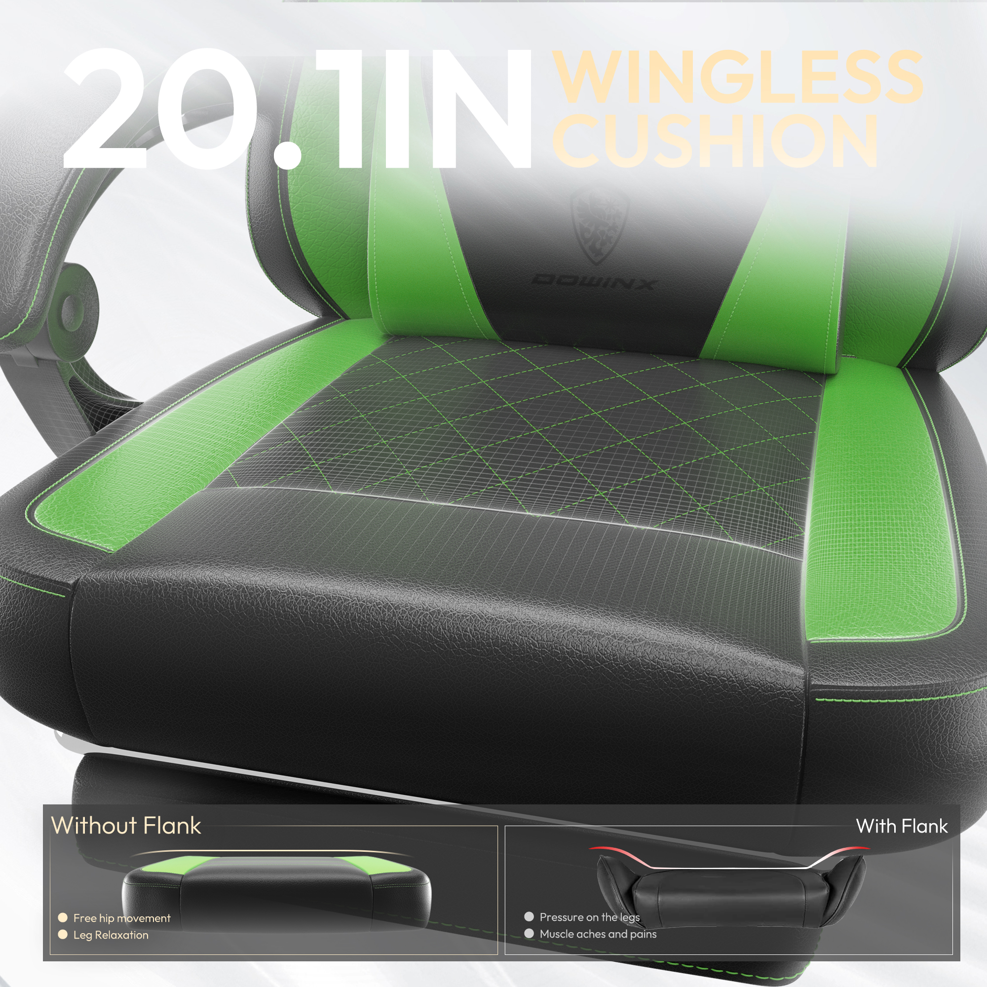 KARXAS Adult Gaming Chair Faux Leather PC Gaming Chair with Footrest and Lumbar Support, Black and Green