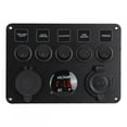 thumbnail image 1 of Panel de interruptor de palanca LED de 5 bandas con voltímetro digital universal para RV Car MotorboatRed, 1 of 12