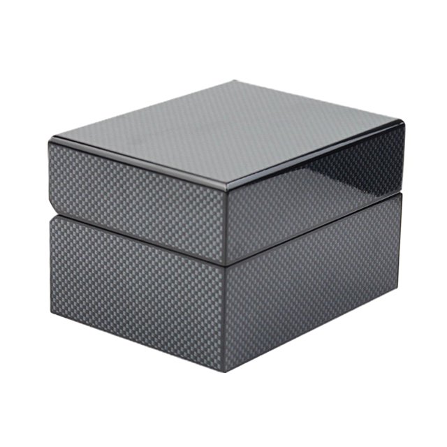 Caja de reloj con ranura única de fibra de carbono de anillos de Zulema ver vitrina