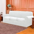 thumbnail image 2 of Subrtex 4-Piece Velvet Plush Stretchy Sofa Slipcover with Separate Cushion Covers (White, Sofa), 2 of 8