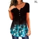 thumbnail image 1 of Camiseta de mujer Blusa casual Cuello en V Manga corta Botón Top, Negro Azul, XL Methold AP001374-19, 1 of 5