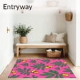 thumbnail image 3 of ODIKA 3'x5' Machine Washable Non-Slip Area Rug, Evergreen Branches with Festive Chime and Snow Dusted Pinecone Design High Traffic Rug, Pink, 649117, 3 of 7