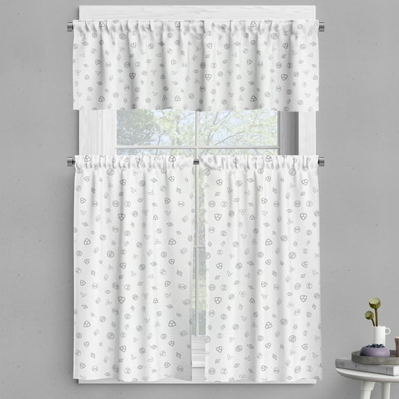 Ambesonne Money Valance & Curtain, Cryptocurrency Theme, 55"x36", Black and White