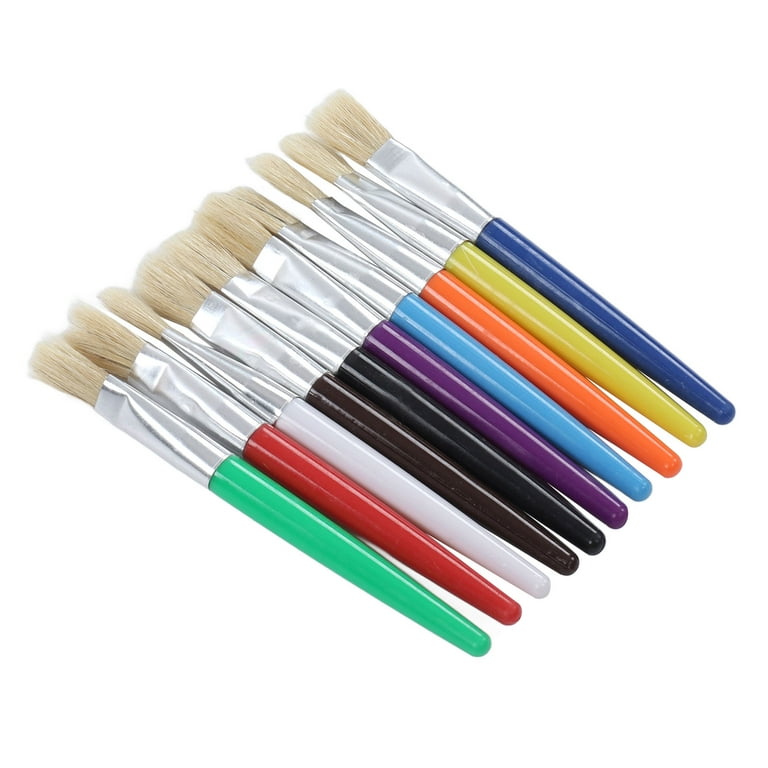 Spptty Chalk Paint Brush,10pcs Flat Paint Brush Colored Plastic Penholders  Bristle Material Easy Aluminum Tube Interface Art Brushes,Paint Brush Set