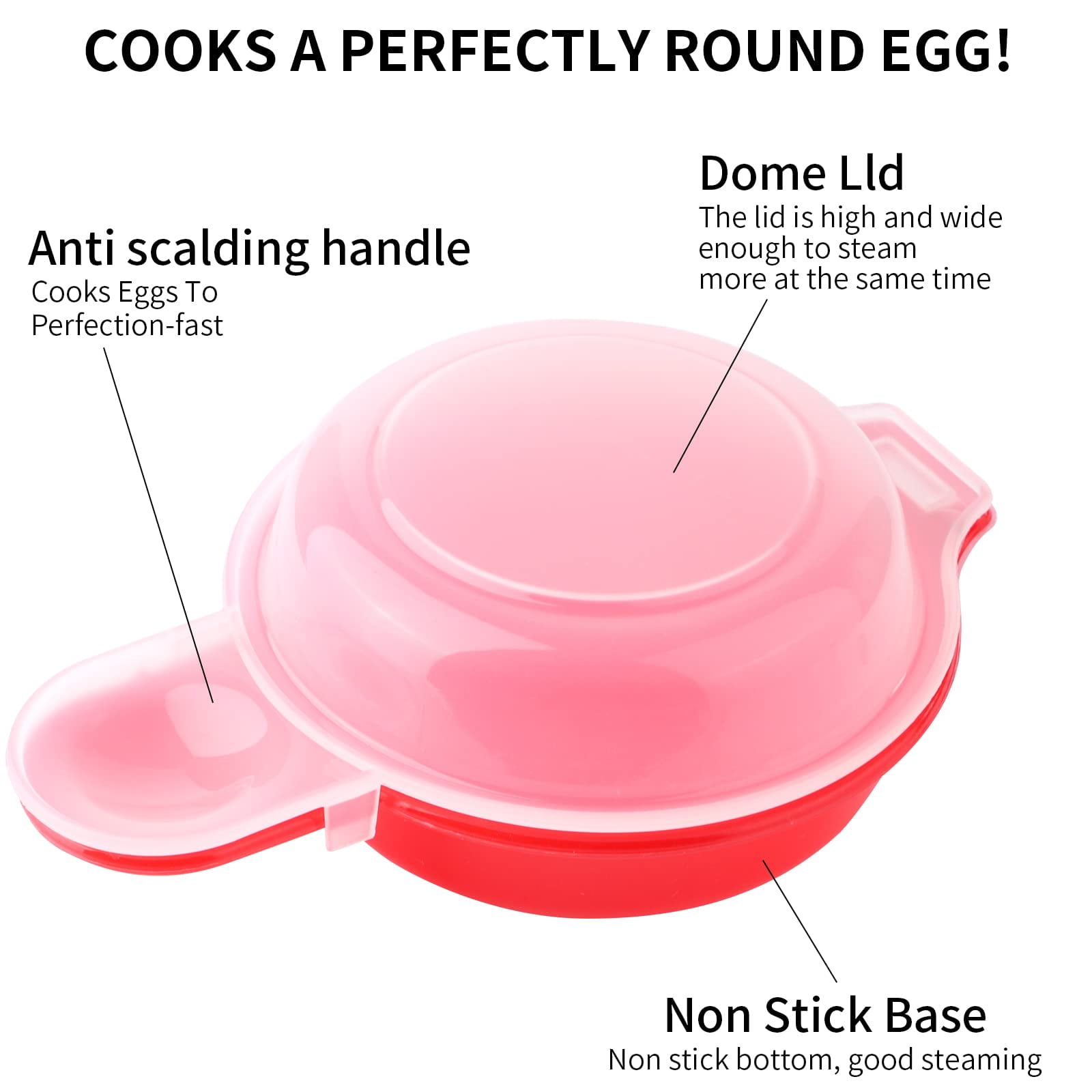 4 sets Microwave Egg Cooker,1 Minute Fast Egg Hamburg Omelet Maker Kitchen Cooking Tool(Red and clear)