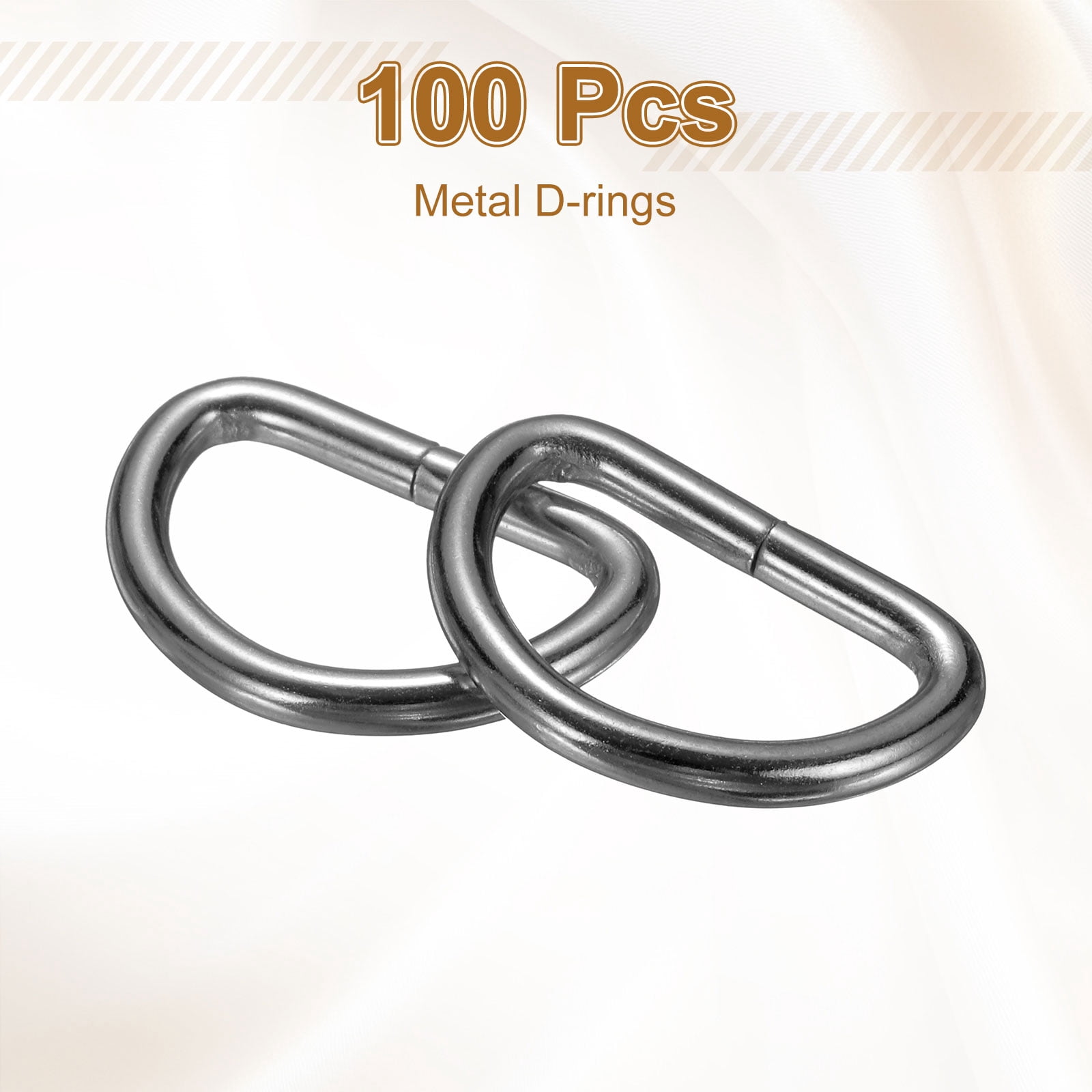 Uxcell 100pcs D Ring 1" (25mm) Metal Electroplate D-Shape Buckle Clips, Gunmetal