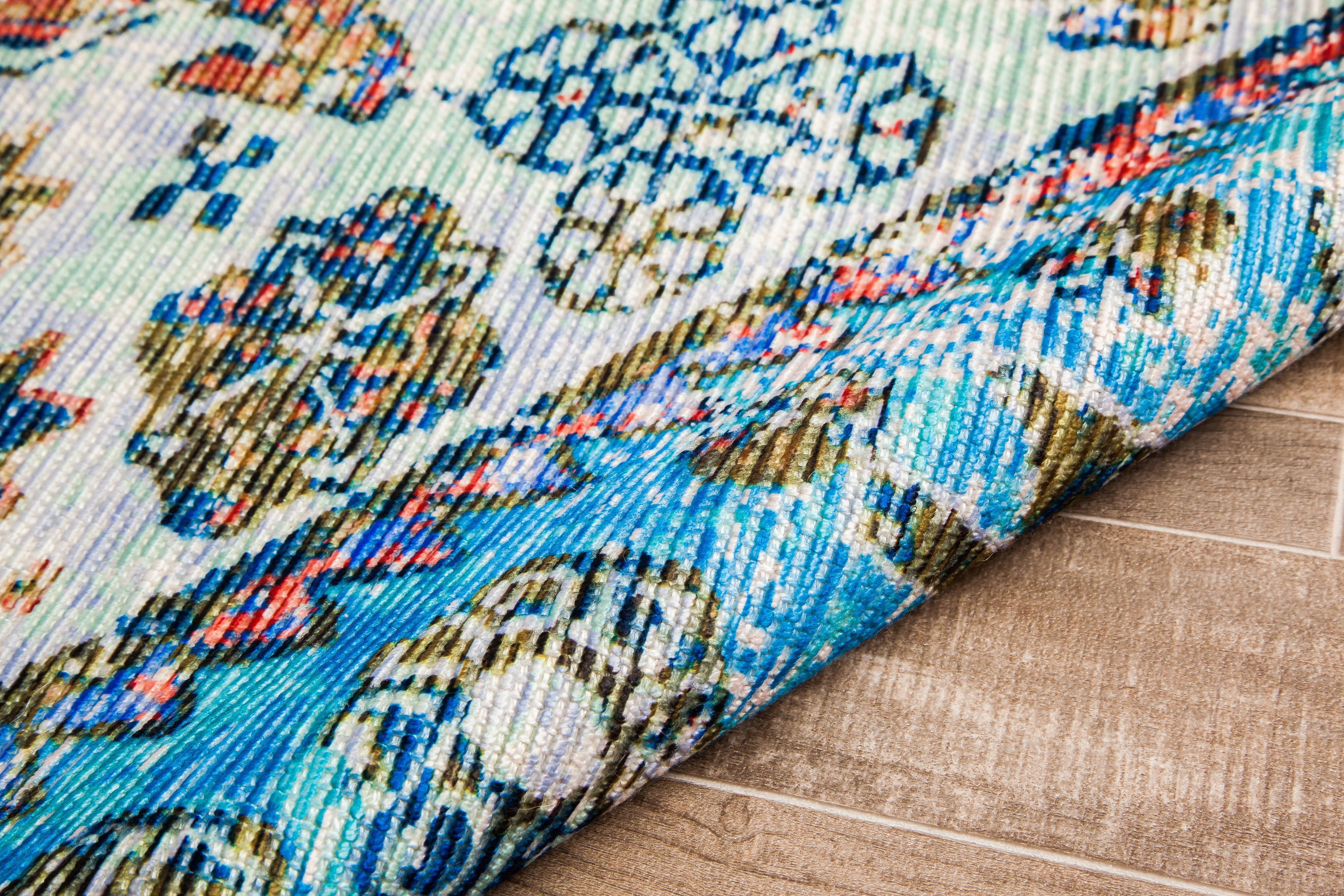Nourison Feather Soft Contemporary Ivory Blue Area Rug