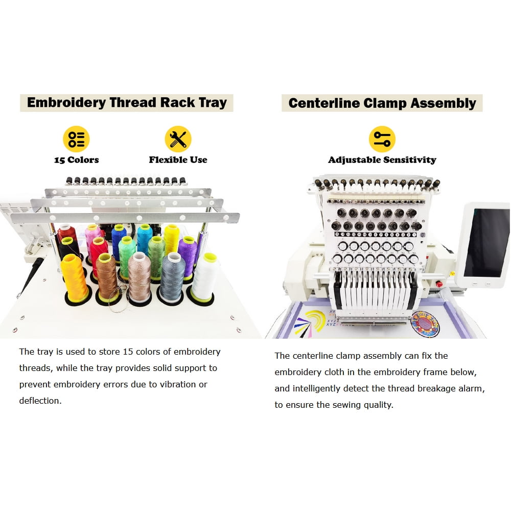 400*600MM Single-Head 15-Needle Embroidery Machine Hat Garment Embroidery Fully Automatic Commercial 110V