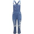 thumbnail image 2 of KOMOO  Women Denim Overalls Bib Jumpsuit Jeans Ripped Stretch Jumpsuit Slim Fit Suspender Pants, 2 of 4