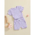 thumbnail image 3 of Bagilaanoe 2pcs Toddler Baby Girl Shorts Set Short Sleeve Floral T Shirt Tops + Shorts 6M 12M 18M 24M 3T 4T Kids Casual Summer Clothes, 3 of 7