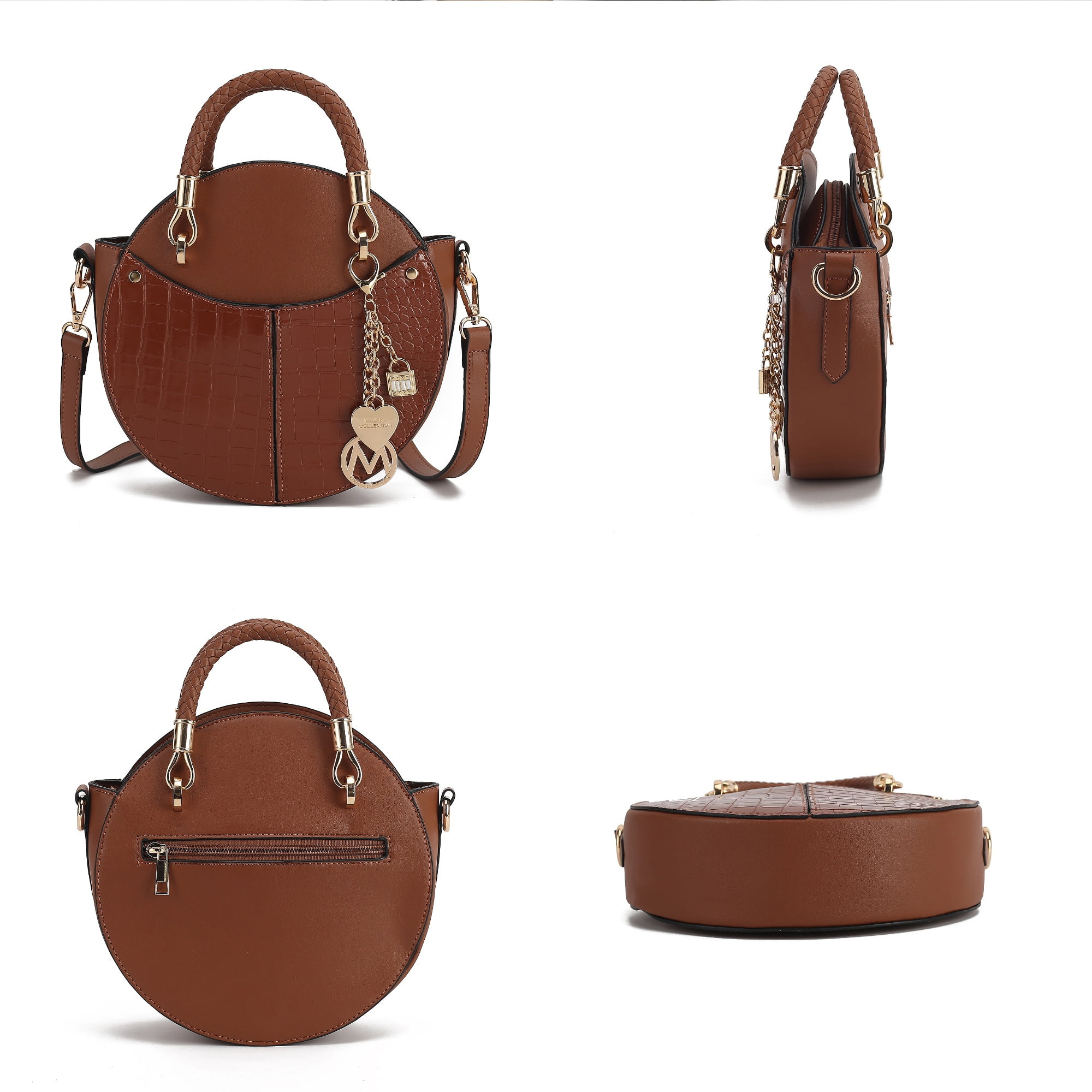 MKF Collection Nobella Croco Women’s Crossbody Vegan Leather Functional and Trendy Handbag by Mia K. - Taupe