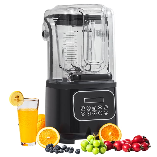 KFFKFF Expert Mixer with Cover, Industrial-Grade Blender for Counters, 68 oz Combo Plastic Container, 9-Speed Stainless Steel with 5 Modes, Ideal for Smoothies, Shakes, Puree, Ice Crushing, Black