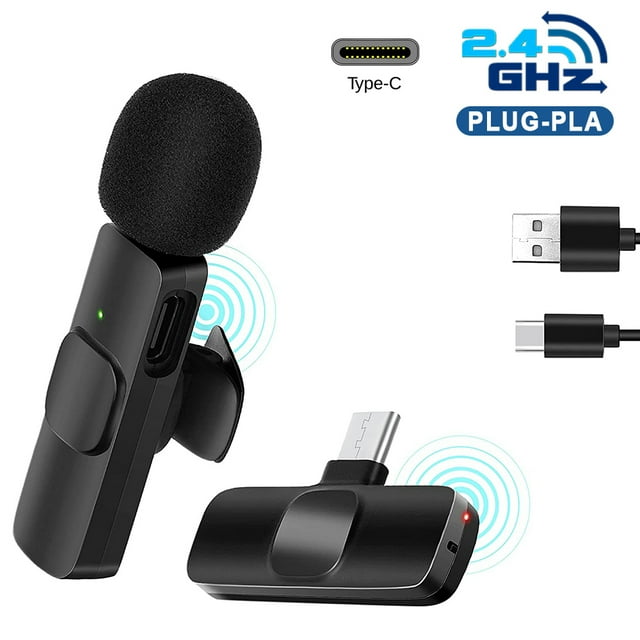 Wireless Lavalier Microphone Plug-Play UHF Microphone System for USB-C Android Computer Laptop TikTok YouTube Live Stream Vlog Zoom - Plug&Play/Auto Sync
