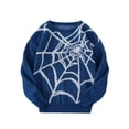 thumbnail image 4 of Men's Spider Web Knit Sweater Long Sleeve Crew Neck Casual Pullover Top, 4 of 5