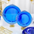 thumbnail image 4 of 350 PCS Blue and Gold Plastic Plates, Disposable Dinnerware Set for 50 Guests, 100 Disposable Plates, 150 Silverwares, 50 Cups, 50 Napkins for Wedding, Party, Graduation, 4 of 14